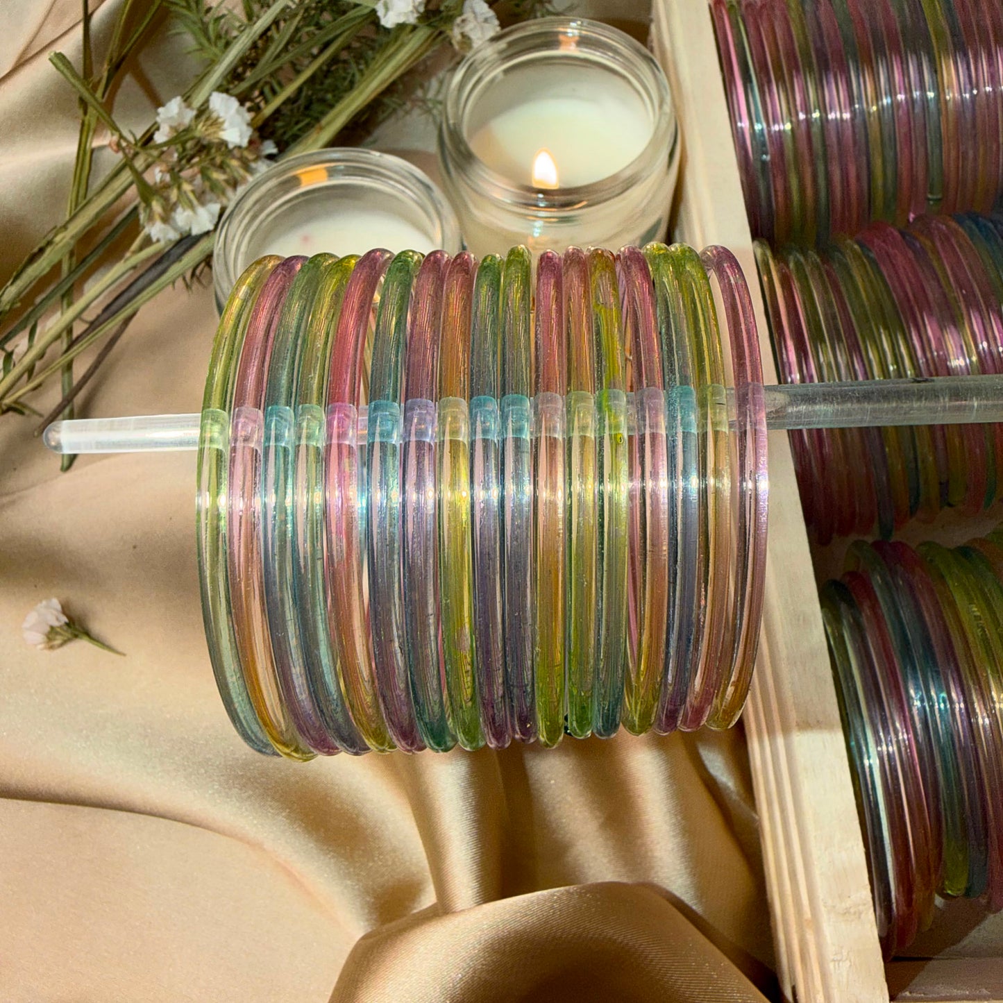 Multi Colour Jelly Glass Bangles-In 2 colours