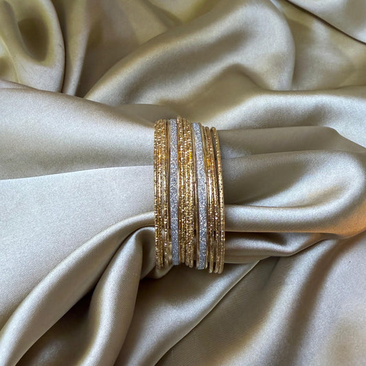 Gold & White Metal Bangles Set