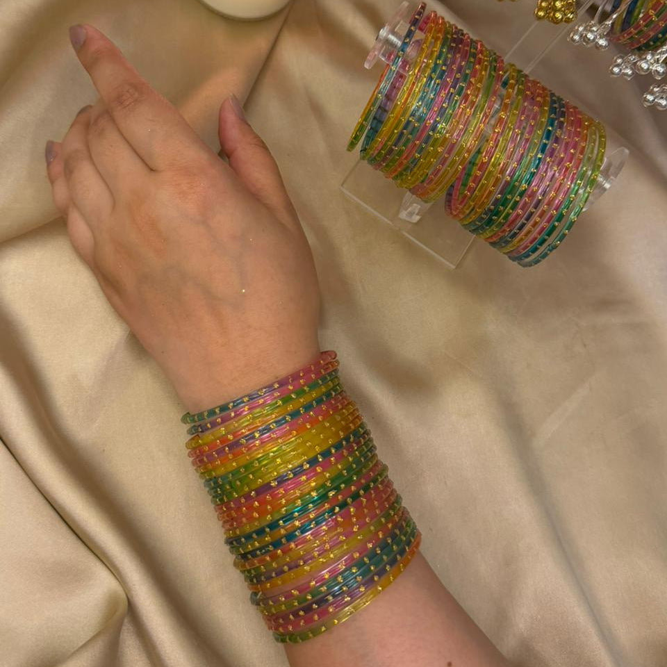 Multi Colour Dot Glass Bangles