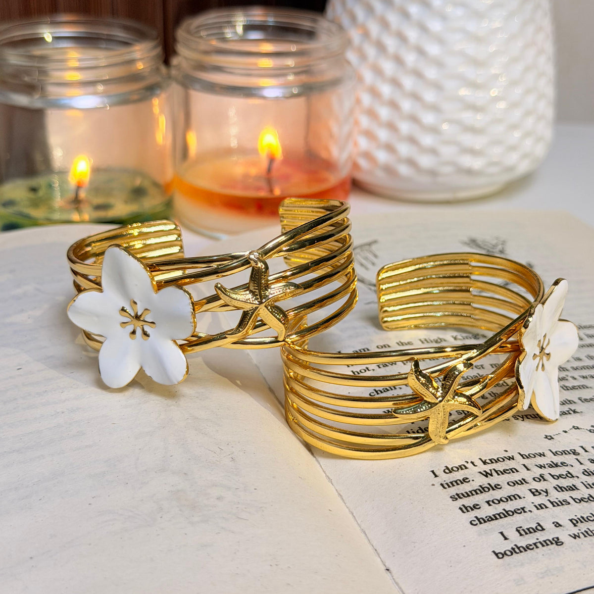 Chunky Golden Statement Cuffs-Adjustable