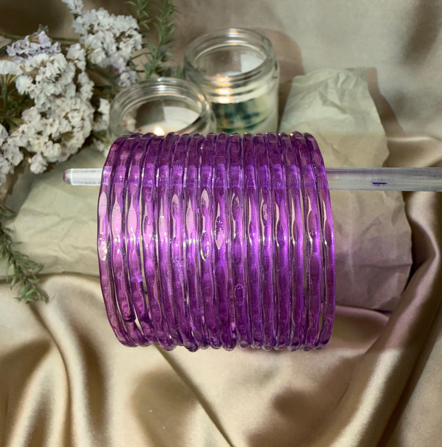 Diamond Jelly Glass Bangles-In Multiple Colours
