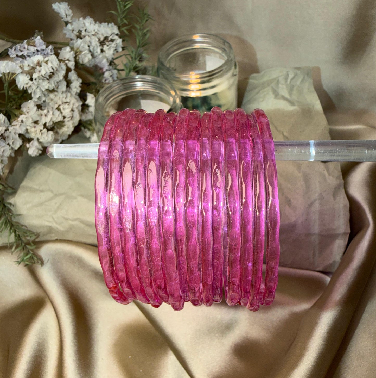 Diamond Jelly Glass Bangles-In Multiple Colours