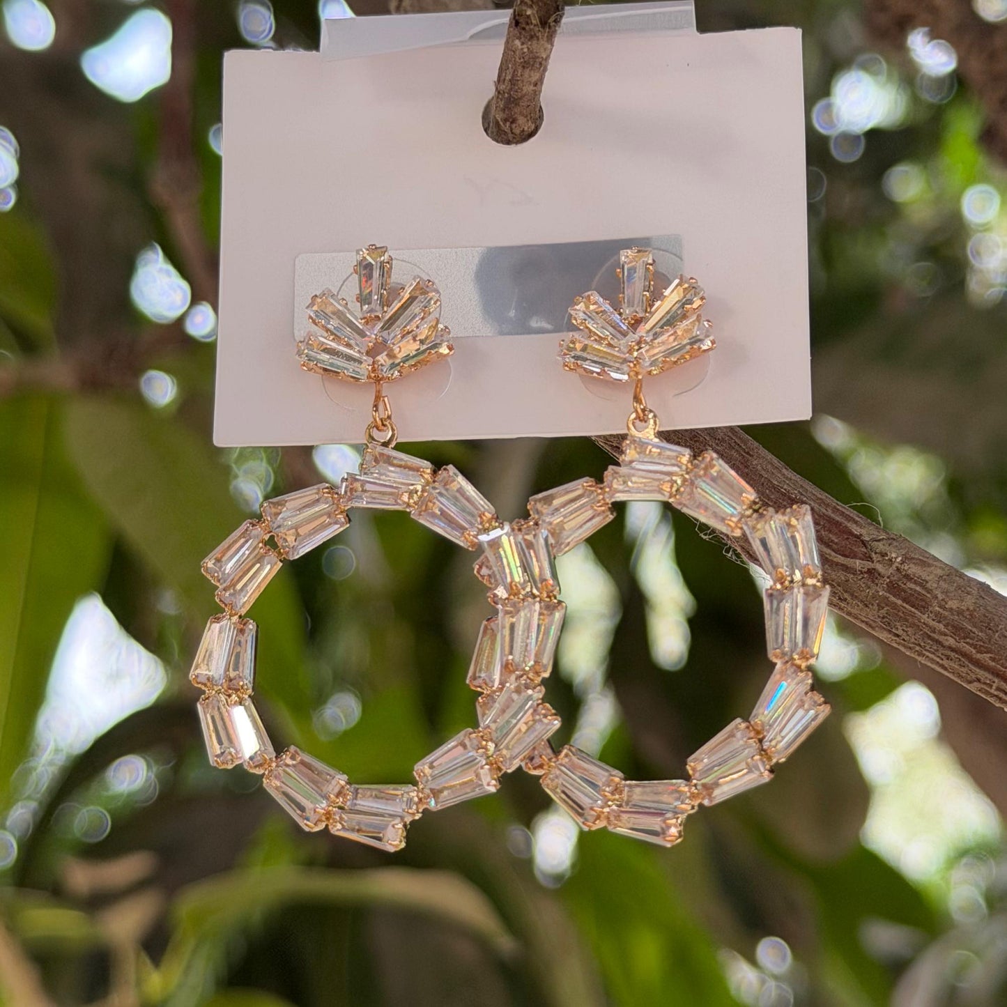 Golden Glow Crystal Hoop Earrings