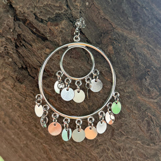 Loop Earrings – Silver Tone Coin Dangle Statement Earrings
