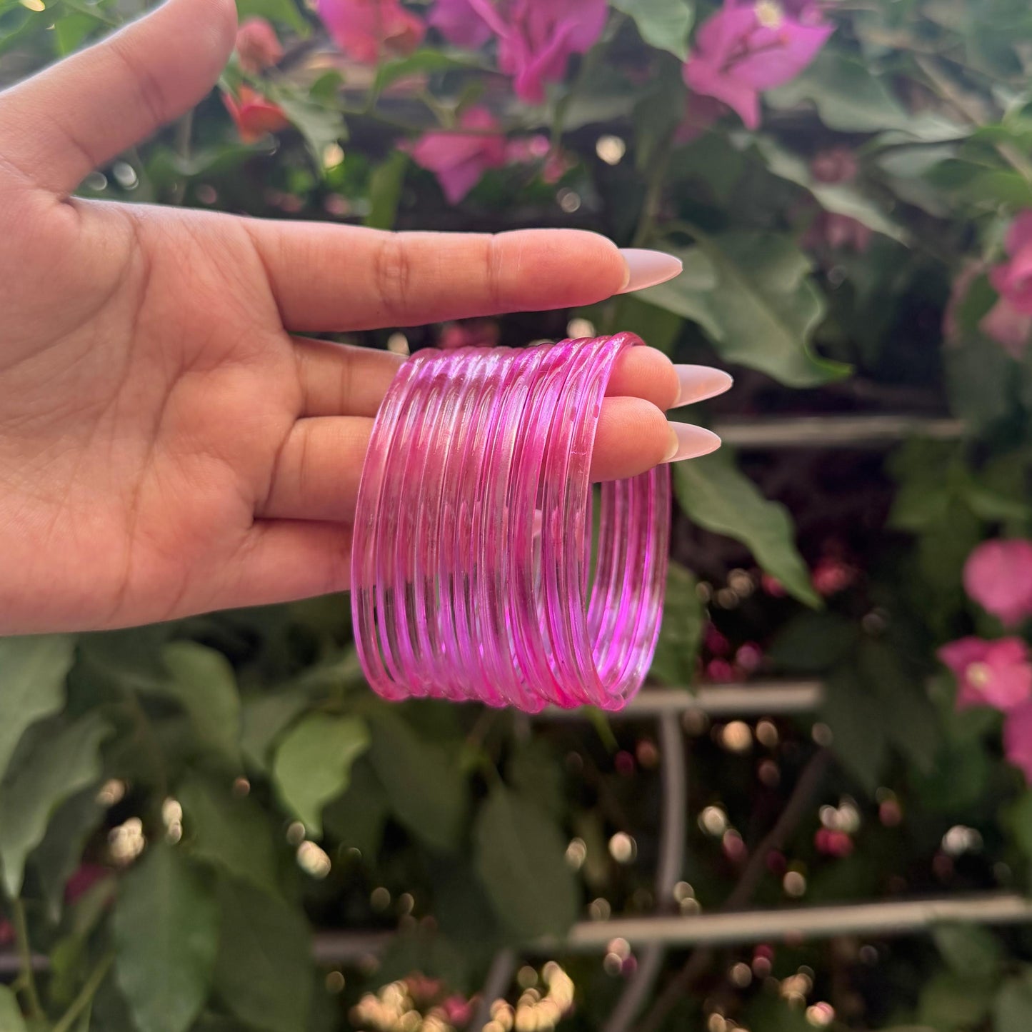 Jelly Glass Bangles Set-In Multiple Colours