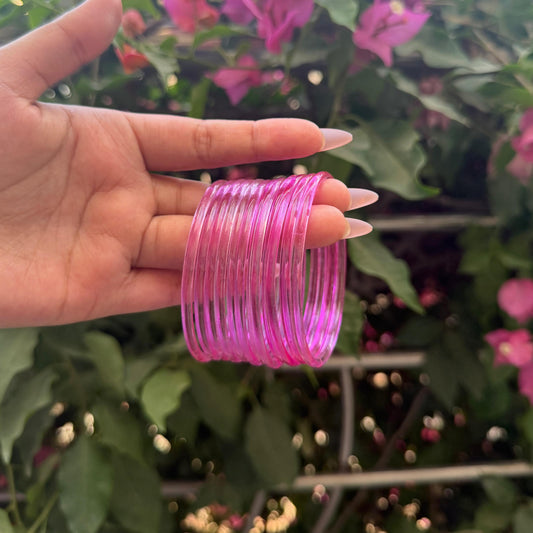 Jelly Glass Bangles Set-In Multiple Colours