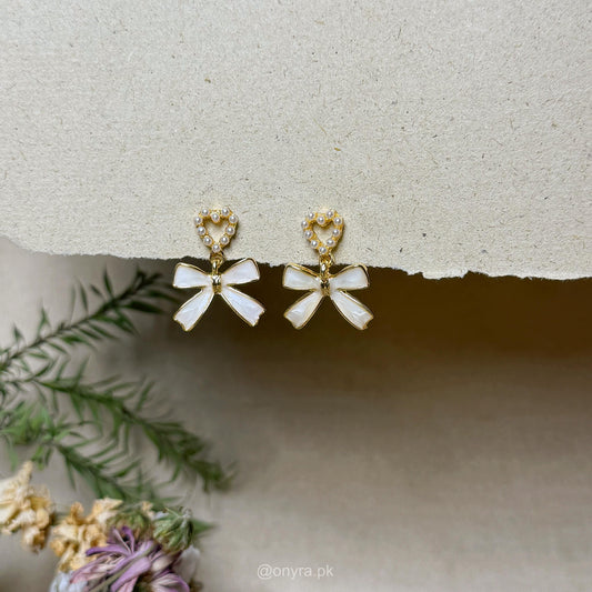 Elegant White Bow Studs