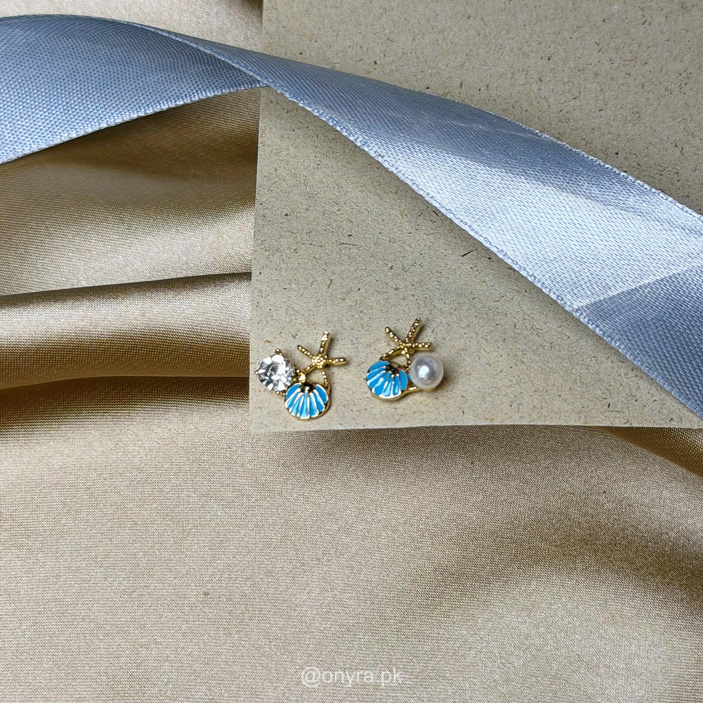 Minimal Blue Sea Shell Studs