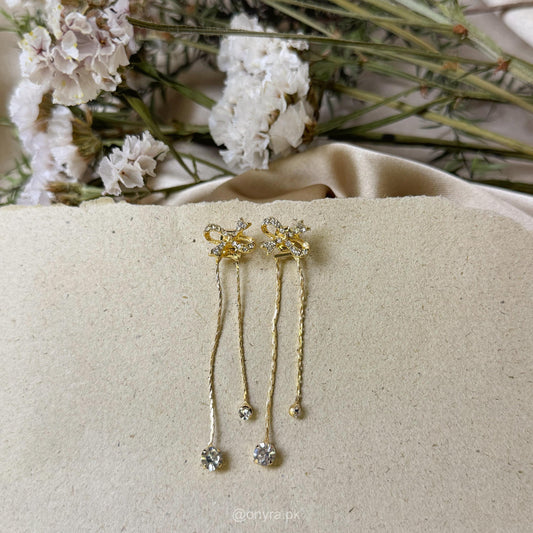 Detachable Long Bow Tassel Earrings