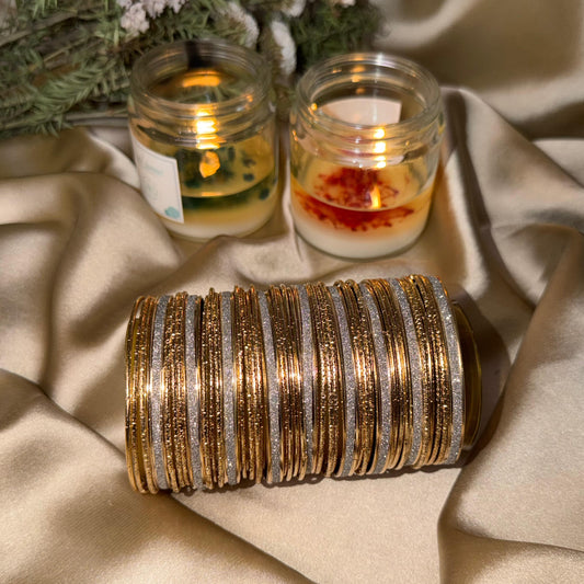 Gold & White Metal Bangles Set