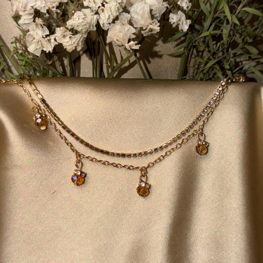 Crystal Double-Layer Anklets