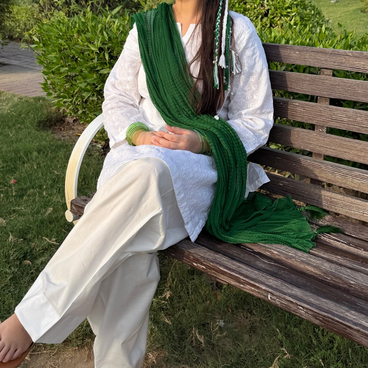 White Petal-Short Corset Shirt And Farshi Shalwar