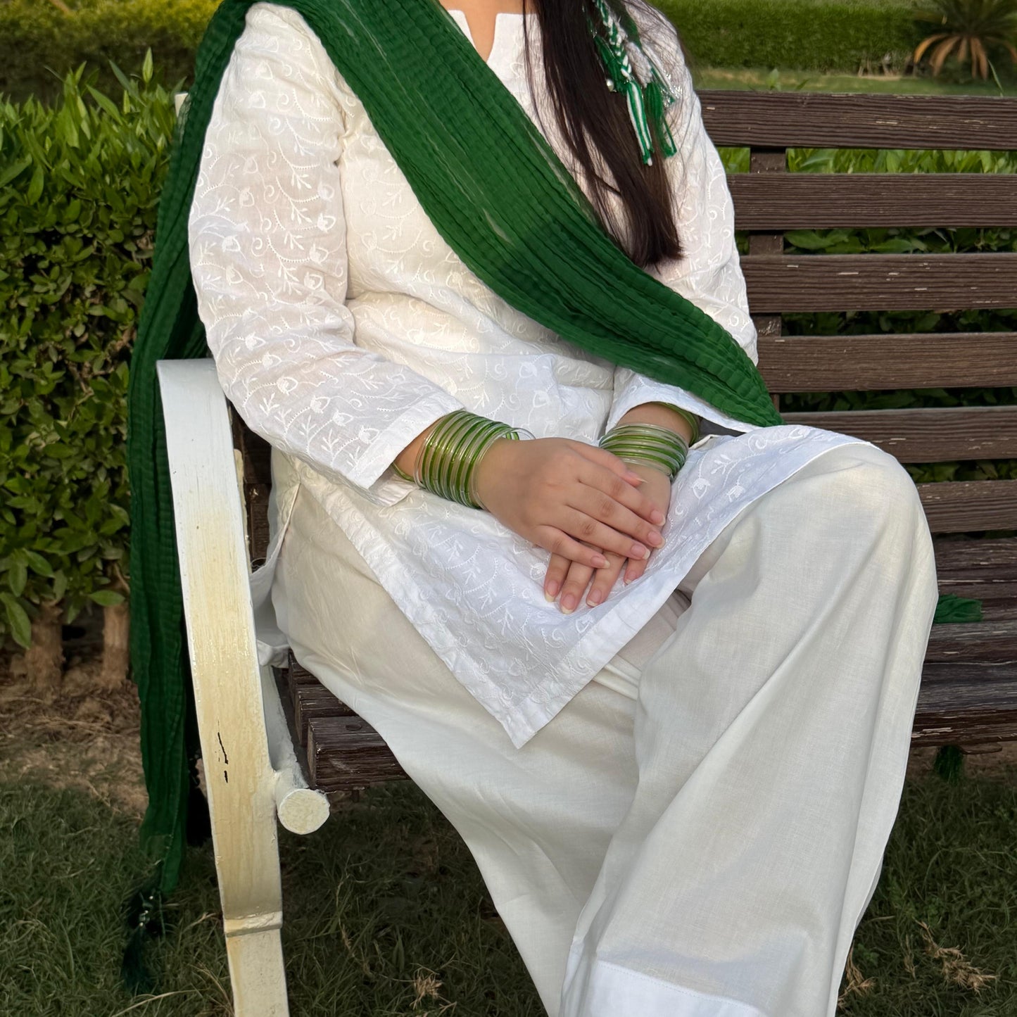 White Petal-Short Corset Shirt And Farshi Shalwar