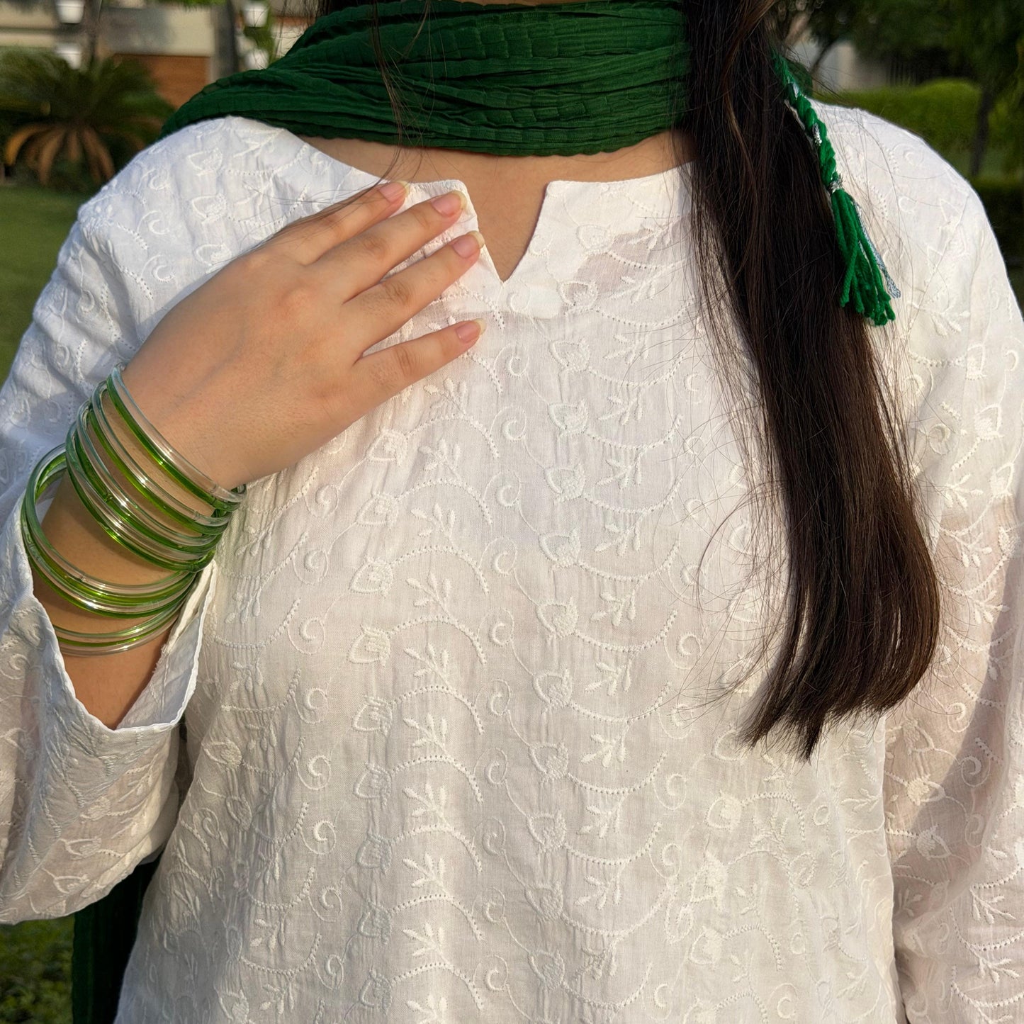 White Petal-Short Corset Shirt And Farshi Shalwar