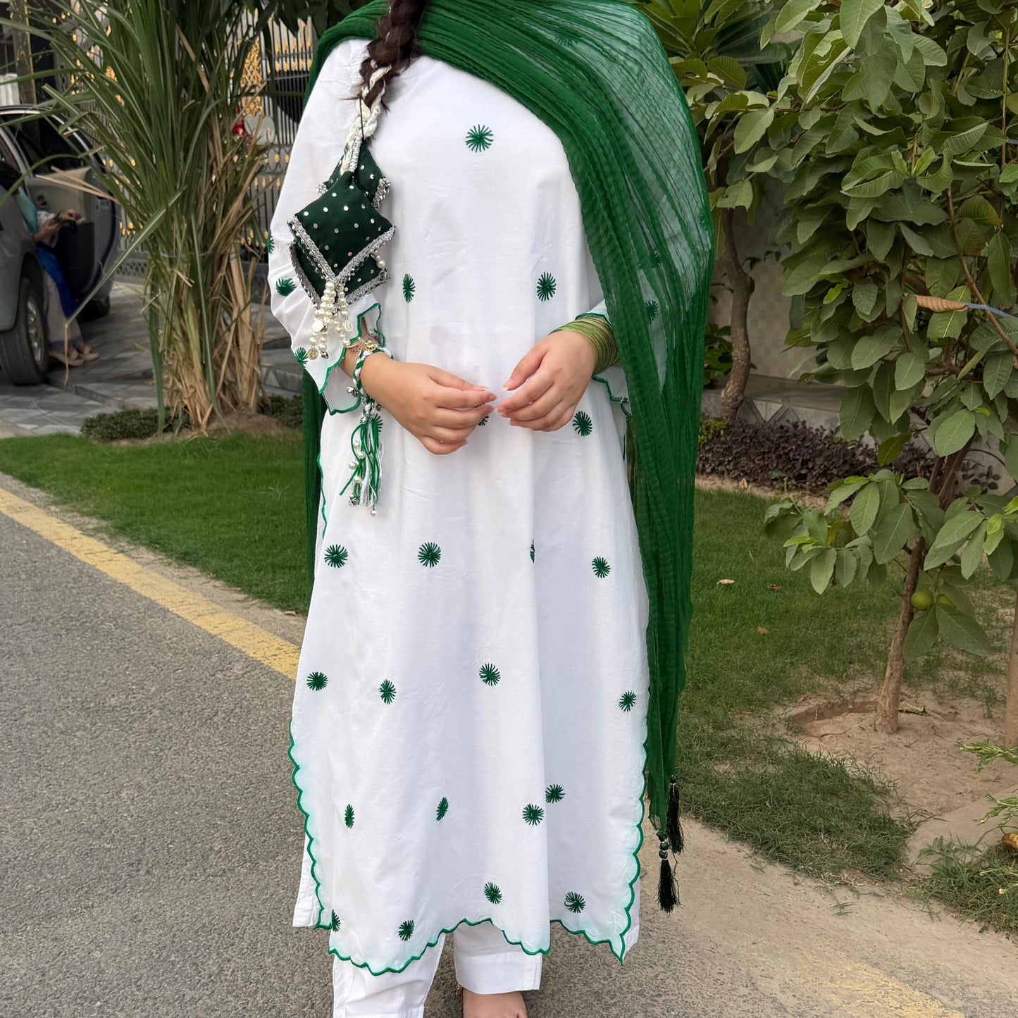 Azadi-Hand Embroidered Long Shirt WIth Trouser