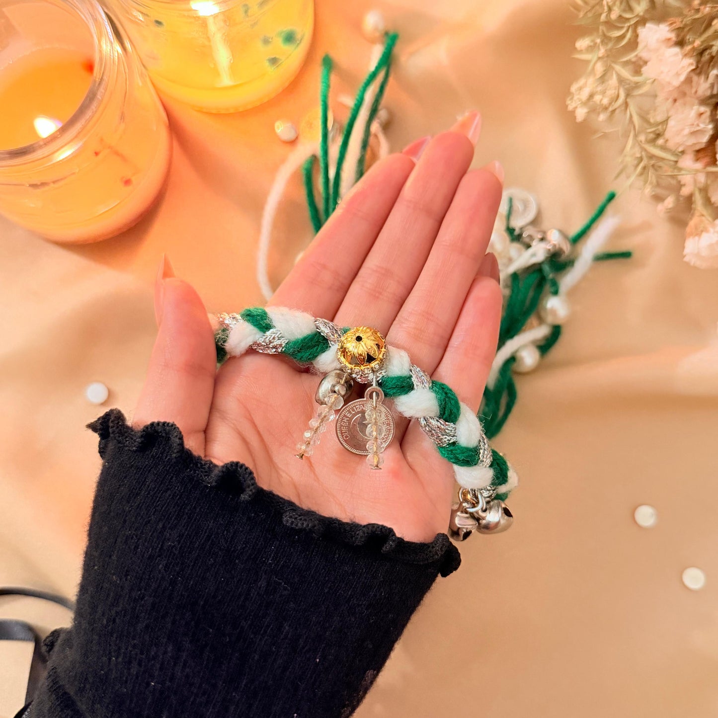 Emerald Pearl Charm Bracelet
