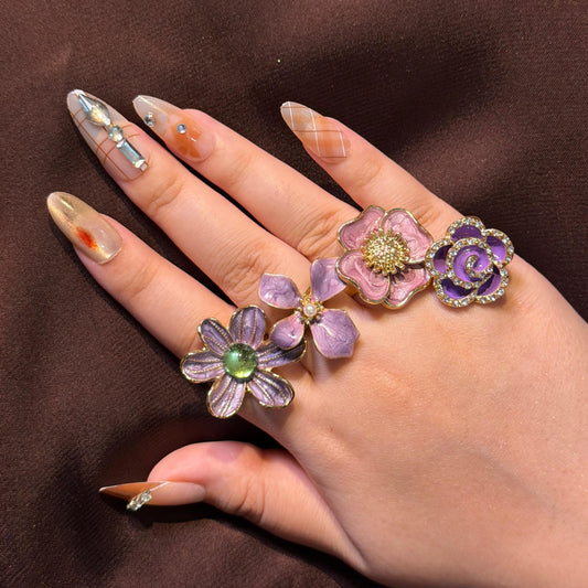 Purple Glossy Rings-Adjustable