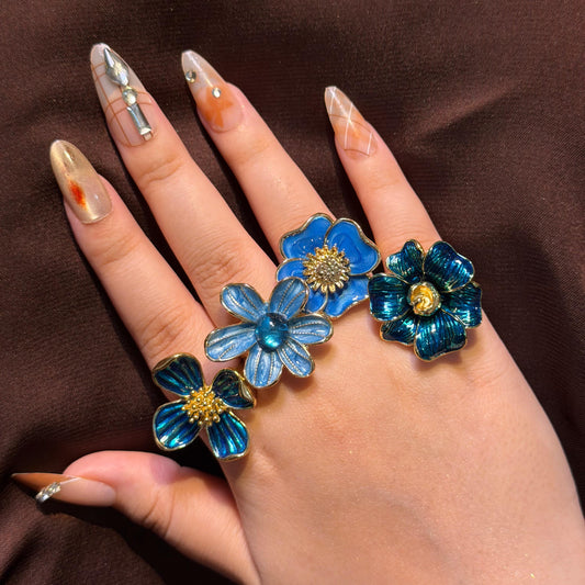 Royal Blue Glossy Rings-Adjustable