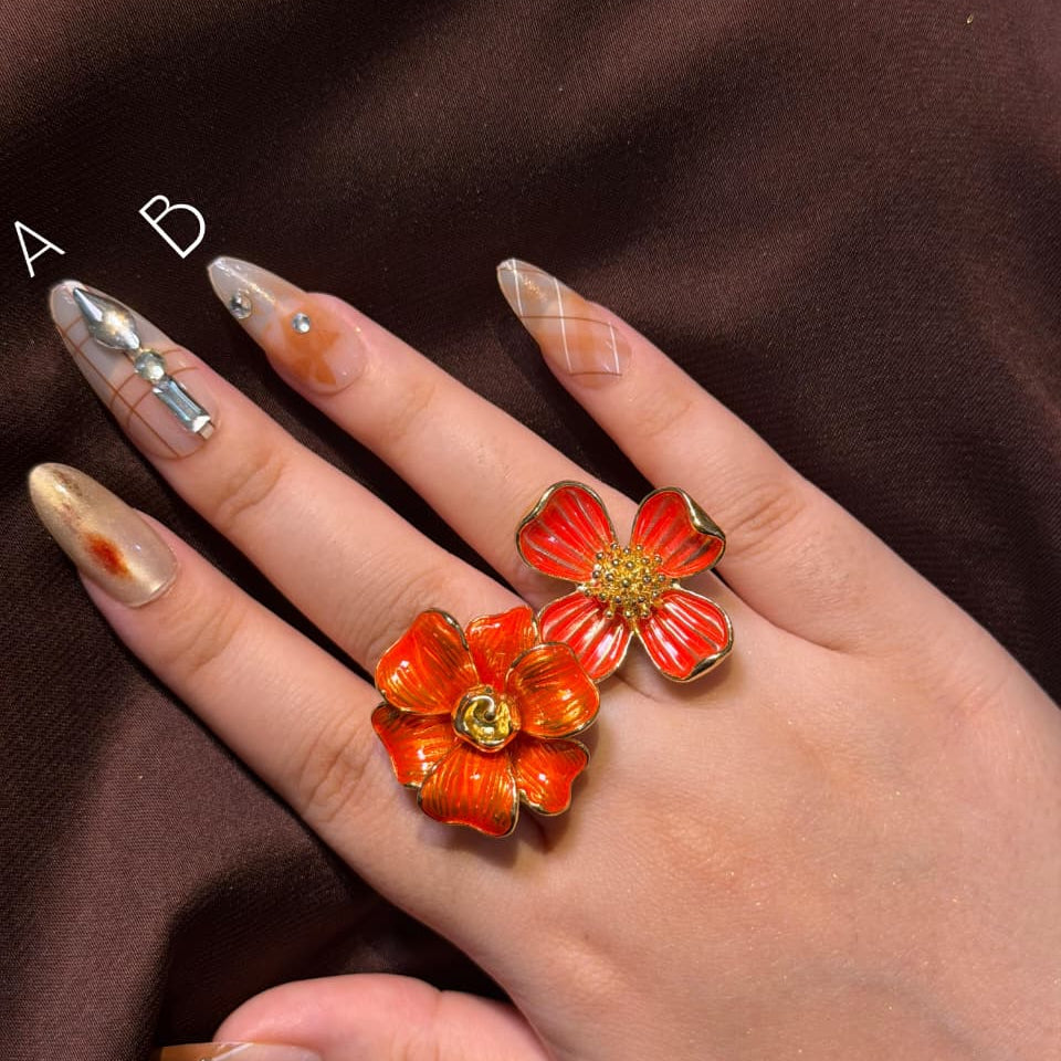 Orange Glossy Rings-Adjustable
