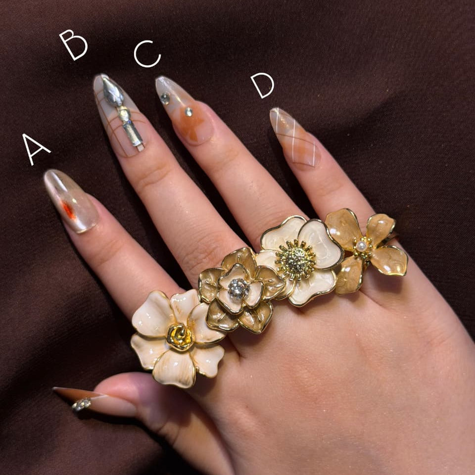 Elegant White Glossy Rings-Adjustable