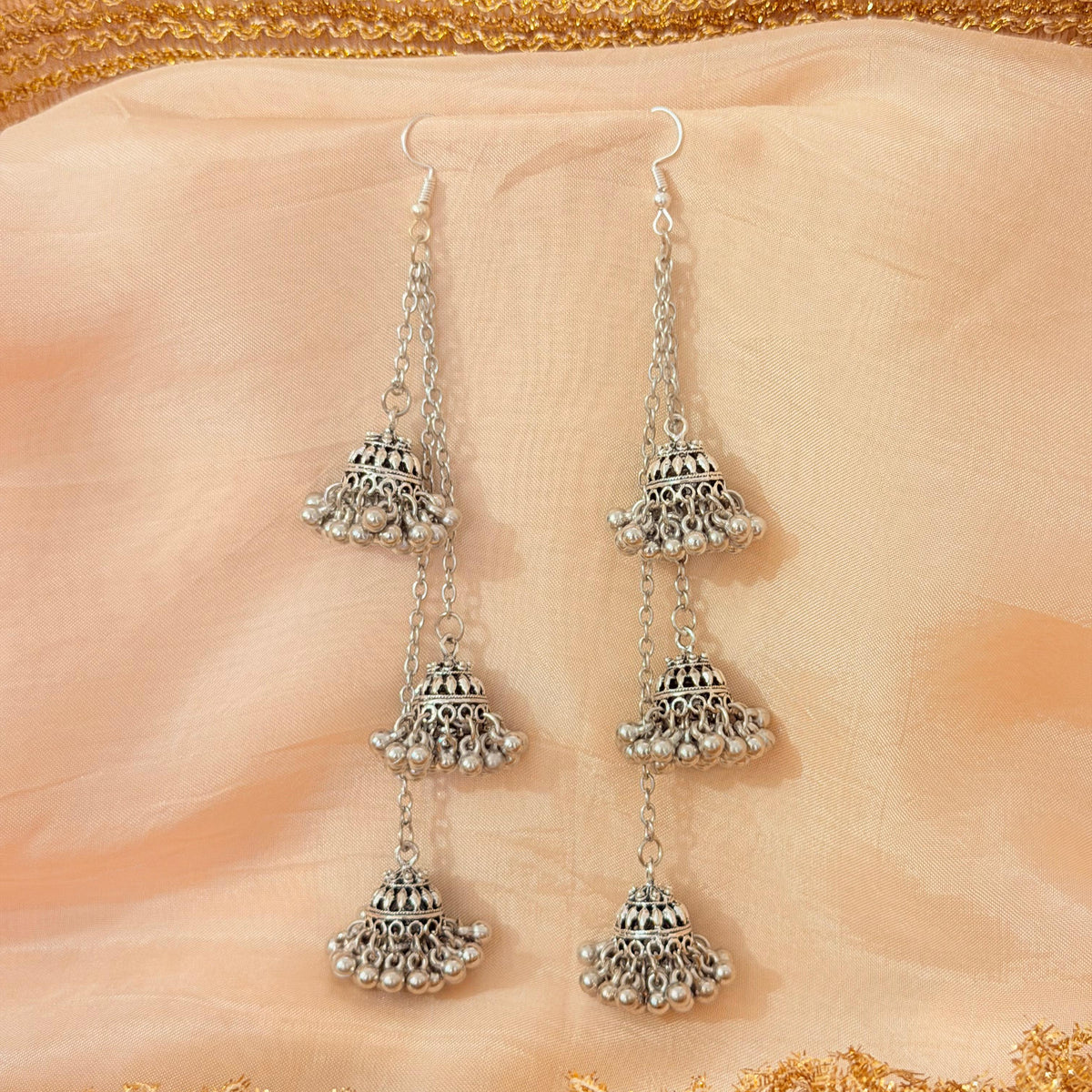 Triple Jhumka Drop Earrings-In 2 Colors
