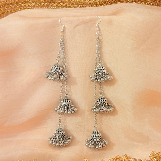 Triple Jhumka Drop Earrings-In 2 Colors