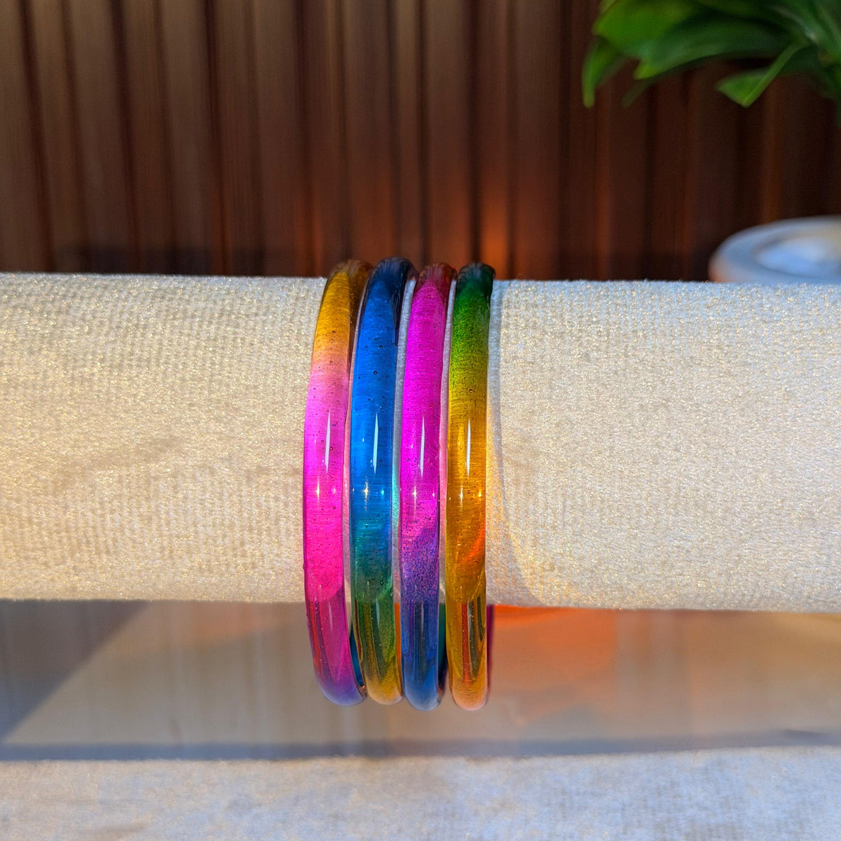 Thick Jelly Glass Bangles set-In Multiple Colours ( 4 Bangles In One Set)