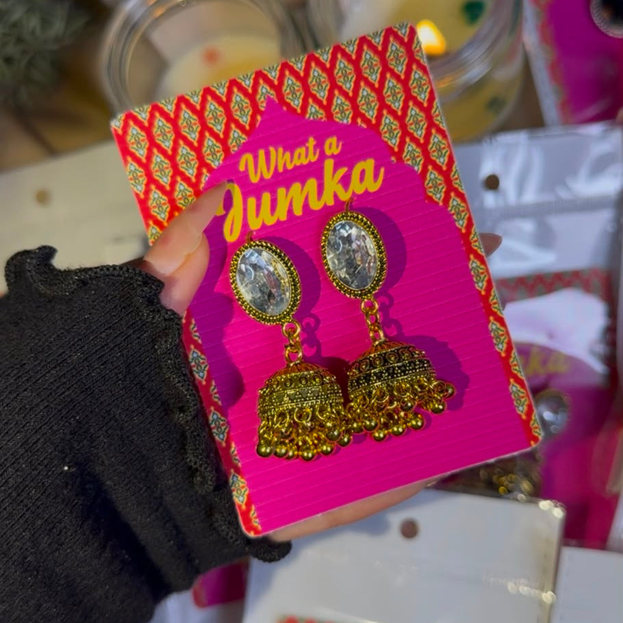 Ethnic Stone Jhumka Earrings