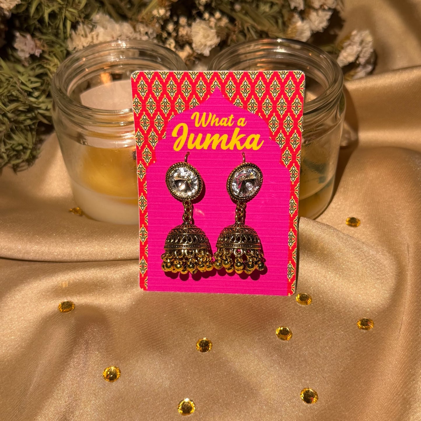 Ethnic Stone Jhumka Earrings