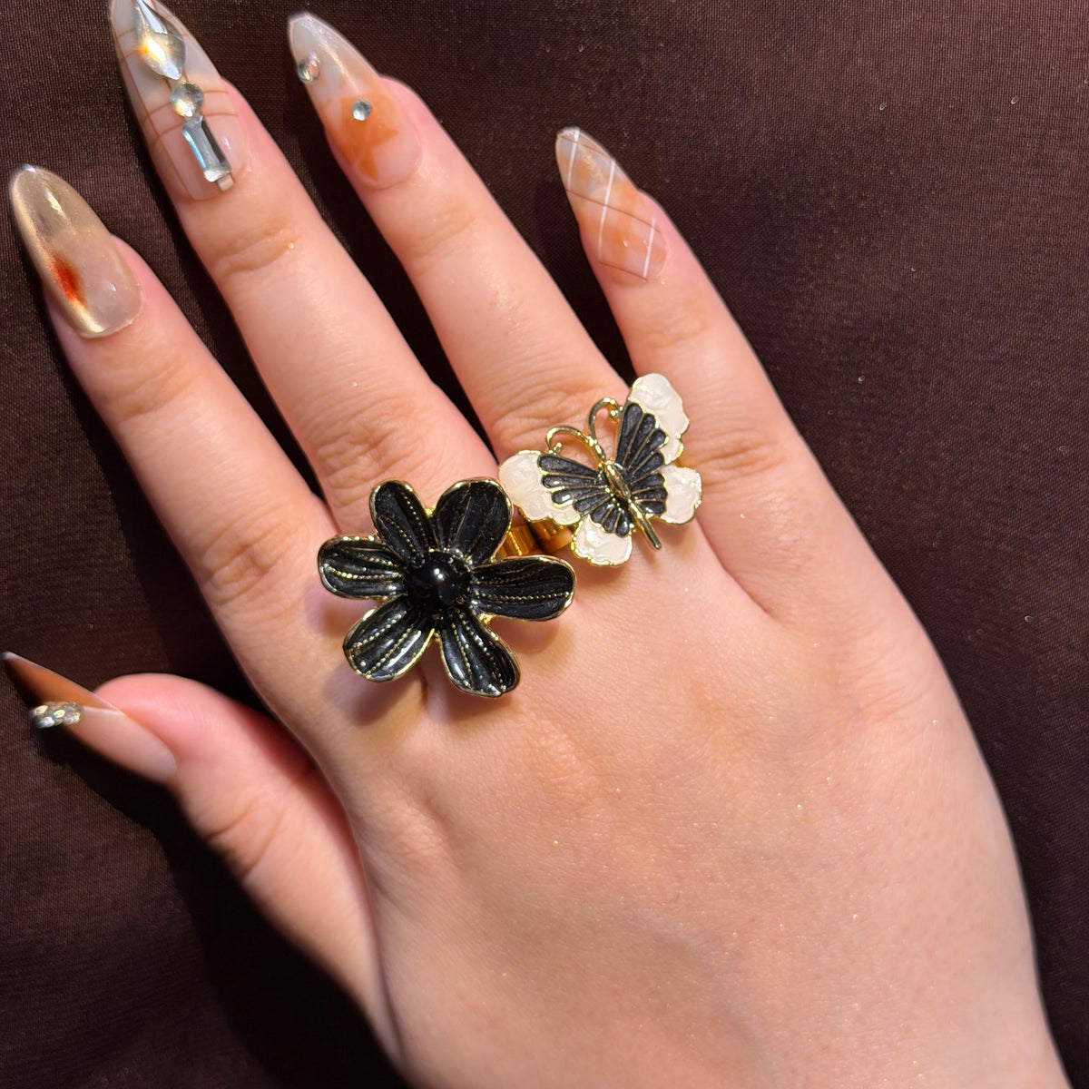 Black Glossy Rings Collection-Adjustable