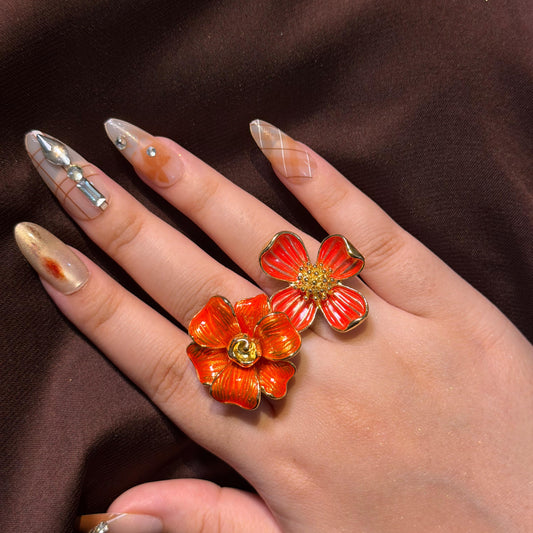 Orange Glossy Rings-Adjustable