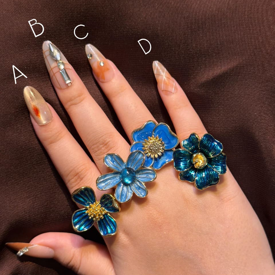 Royal Blue Glossy Rings-Adjustable