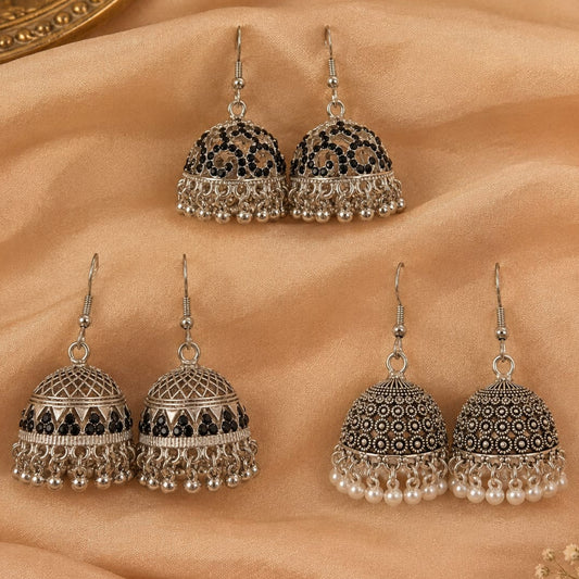 Silver Jhumkay- In 3 designs