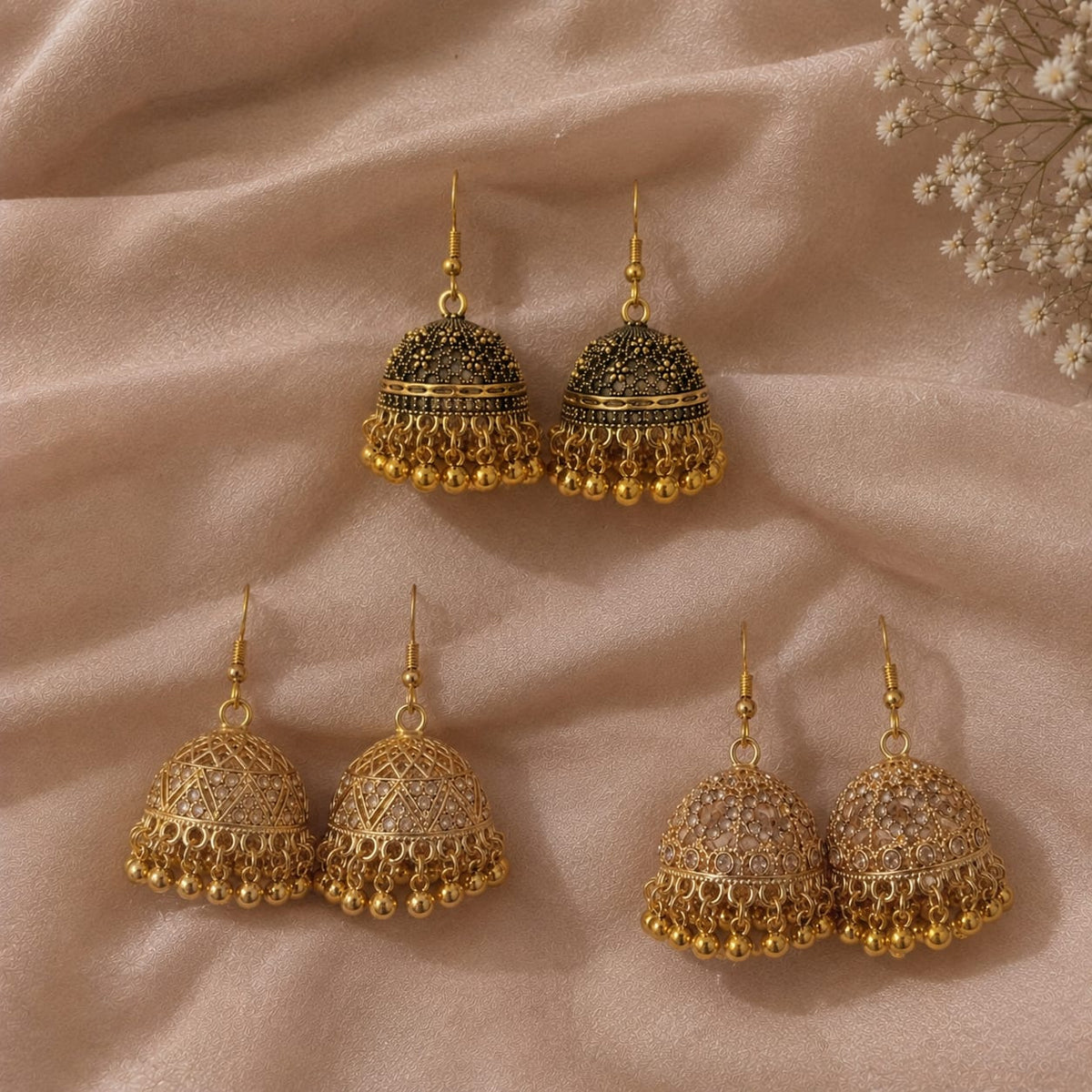 Golden Jhumkay- In 3 Designs